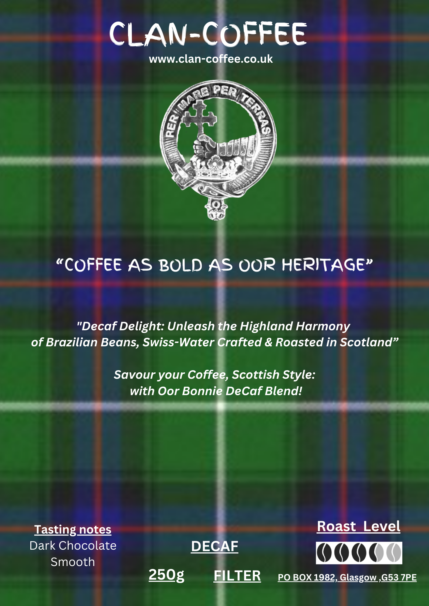DeCaf Blend Coffee | clan-coffee.co.uk | Clan Coffee